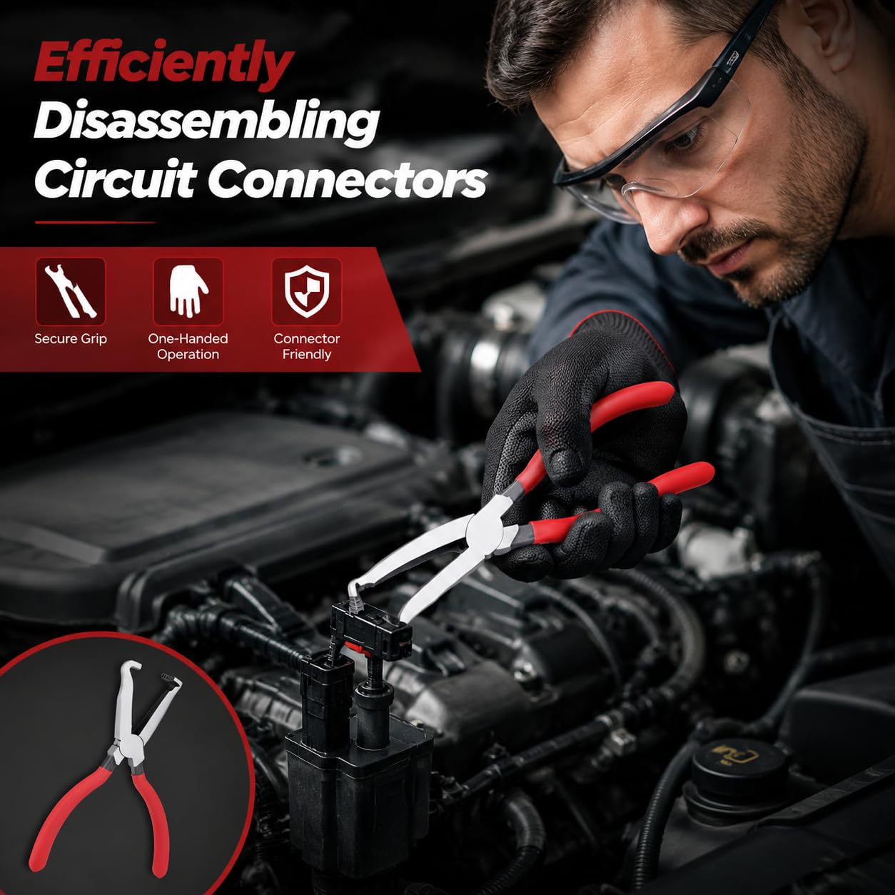 3 Piezas Herramienta Separadora de Conectores Eléctricos,Herramientas Desmontaje Coche,Alicates Abrazaderas Coche, Palancas Coche para Reparación de Automóviles Mantenimiento Industrial Camione