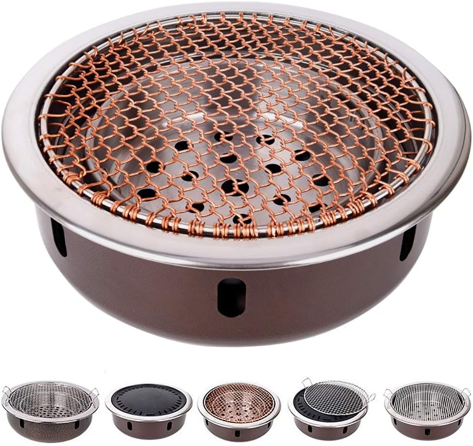 Portable BBQ Grill, Korean BBQ Charcoal Grill Split Type 5-in-1 Indoor Outdoor 4-8 People Multicolor(D)