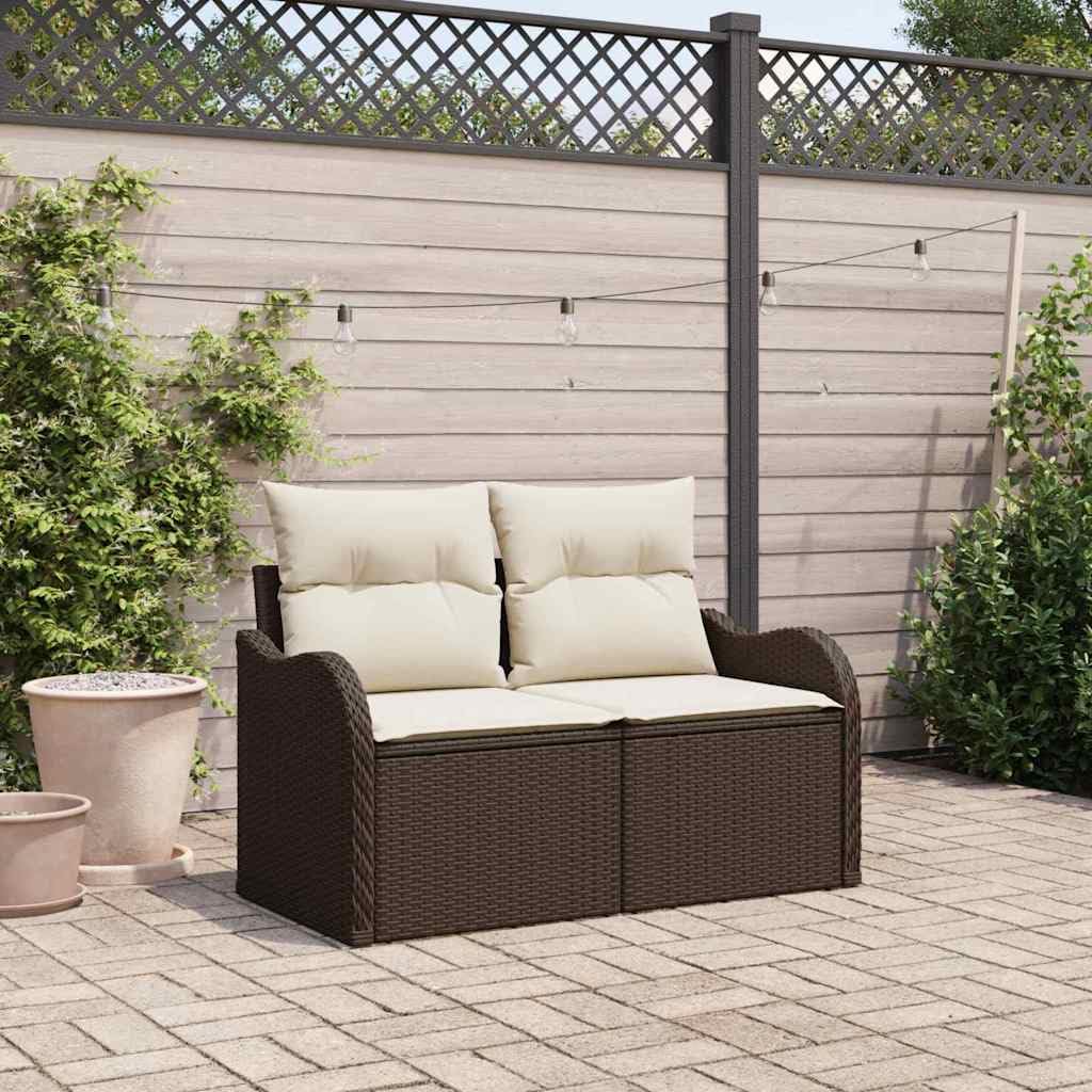 Hothingwell Brązowa polirattanowa sofa ogrodowa 121x62x69cm