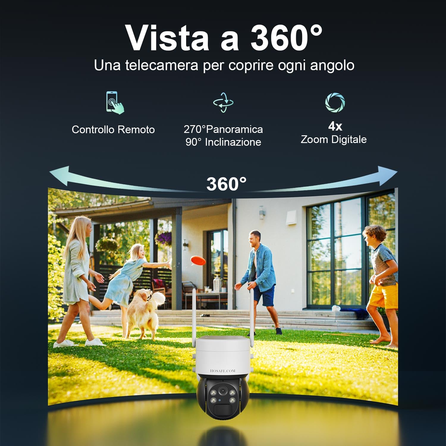 Telecamera Wi-Fi Esterno Senza Fili con Pannello Solare,Videocamera Sorveglianza Batteria,Visione Notturna a Colori,Conversazione Bidirezionale, Rilevamento del Movimento