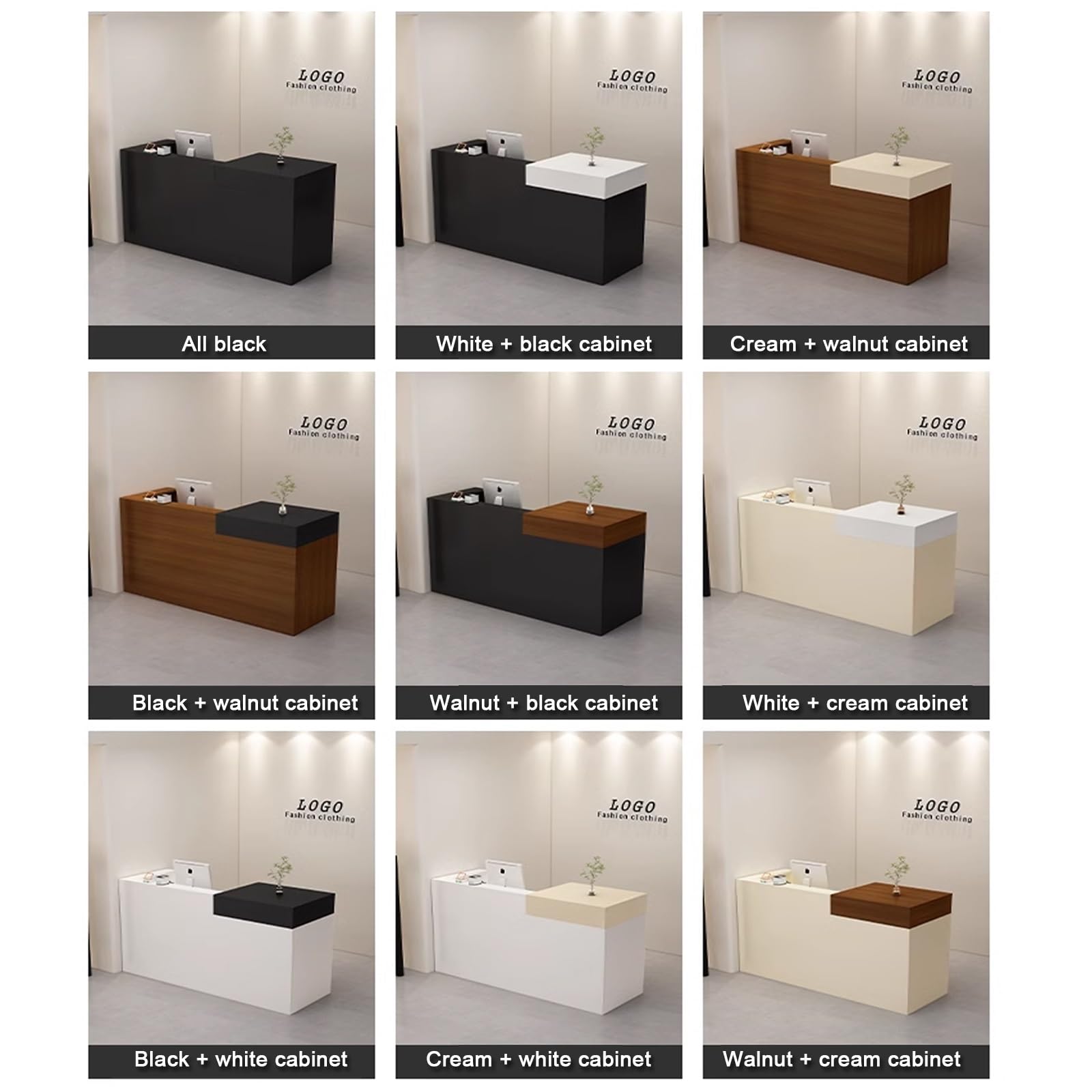 Große Empfangstheke，einfach moderner empfangstresen， Reception Counter Office Desk Counter Reception Table，klein empfangstresen mit schreibtisch，für Salon und Büro(K,L90*W50CM/L35.4*W19.6IN_L)