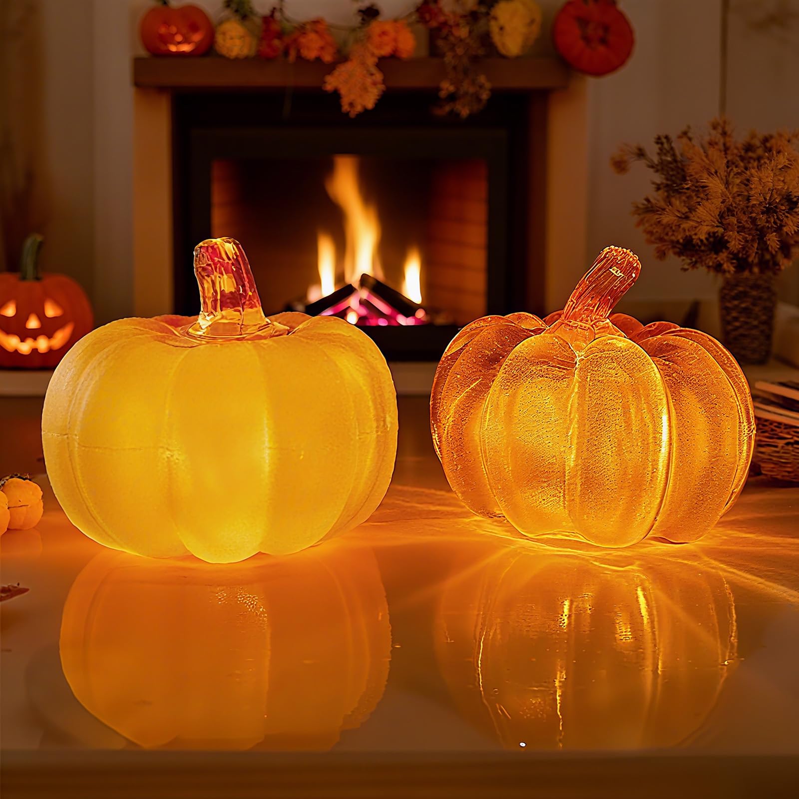 Aniepaa Autumn Decorations Pumpkin Decorations, 2 Pcs LED Light up Pumpkins