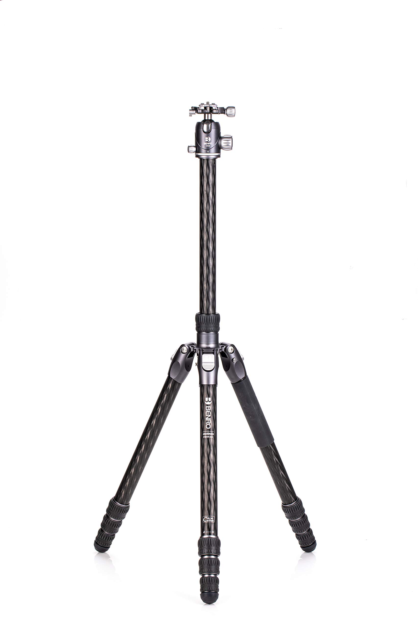 Benro Rhino Carbon Fibre Three Series Tripod/Monopod with VX30 Ballhead, 4 Leg Sections, Twist Leg Locks, Padded Carrying Case (FRHN34CVX30) Max Height 174.5 cm