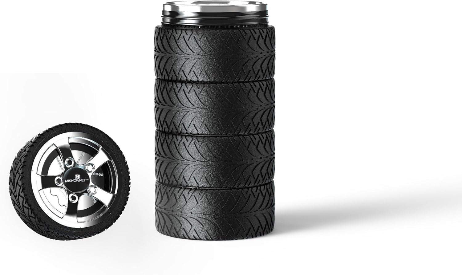 Tyre Tire Coffee Tea Mug Stainless Steel Interior Durable Cup Personalized Attractive Mug Gift for Car Lover 320ml 11oz Black MCCM01B - Image 3