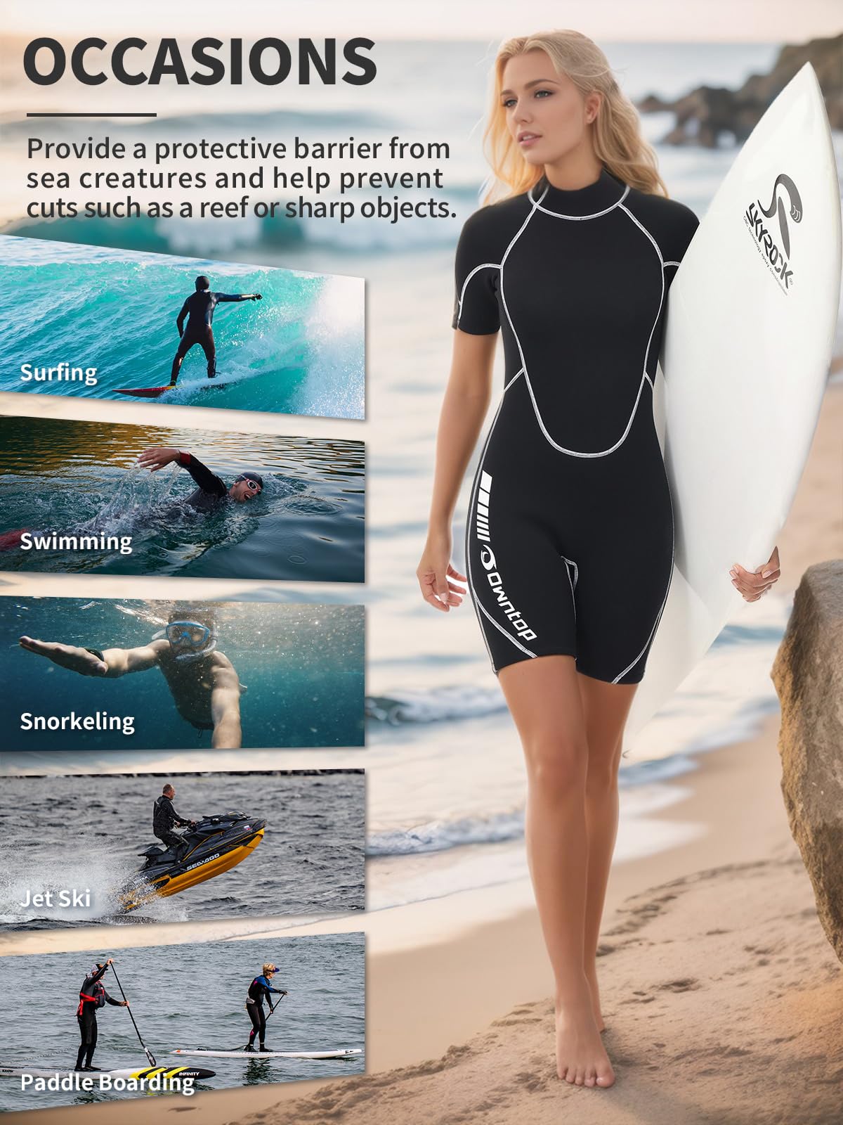 Amazon.com: Owntop Womens Shorty Wetsuit 3/2mm, High Stretch CR
