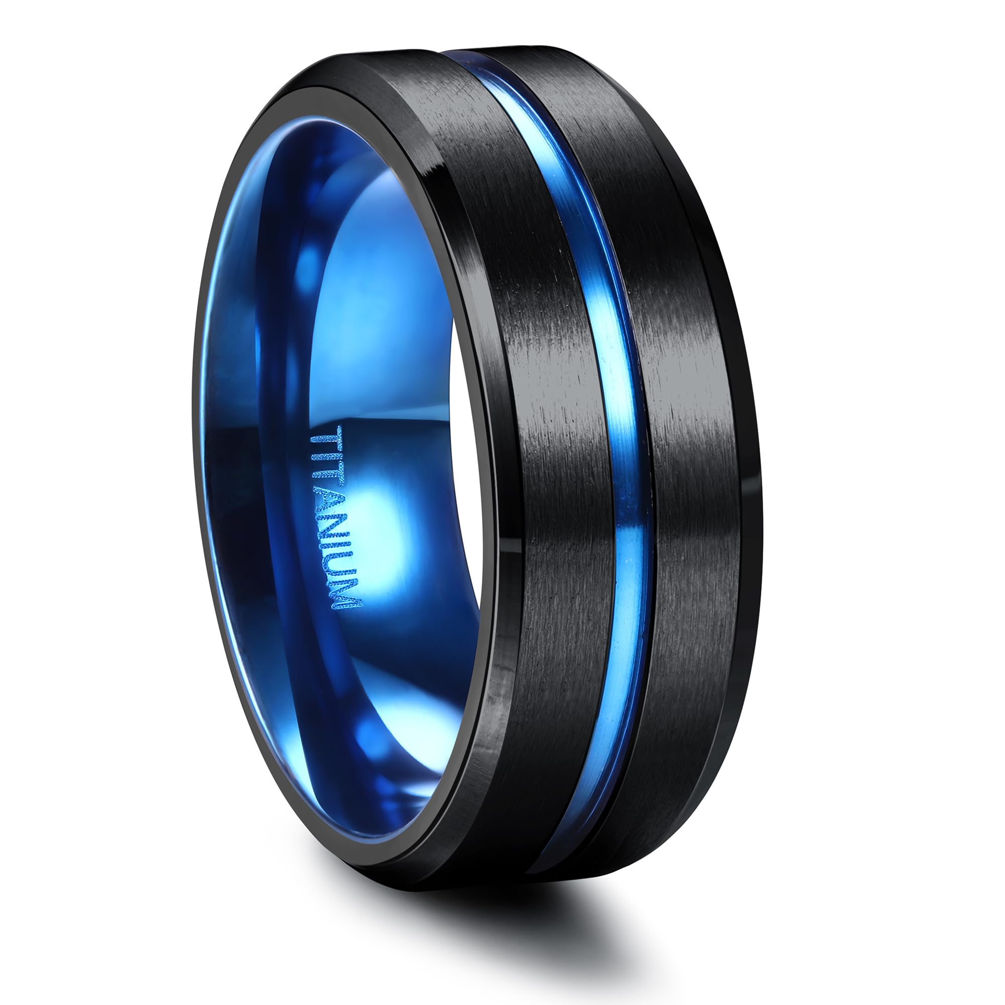 FIOROYAL Anello Uomo in 𝐓𝐢𝐭𝐚𝐧𝐢𝐨 8MM Anello Uomo Nero Anello Fidanzamento FEDI Nuziali Anelli Uomo Donna Taglia 14-30