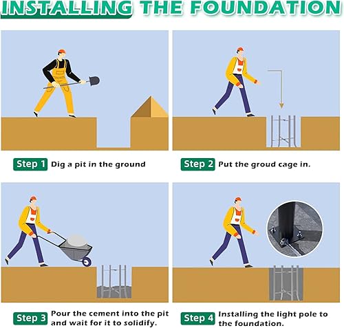 Miniatura 6 de Lámpara solar para poste de lámpara 13 pies Accesorios de patio al aire libre para cámara exterior de patio trasero, porche, subensamblaje de poste