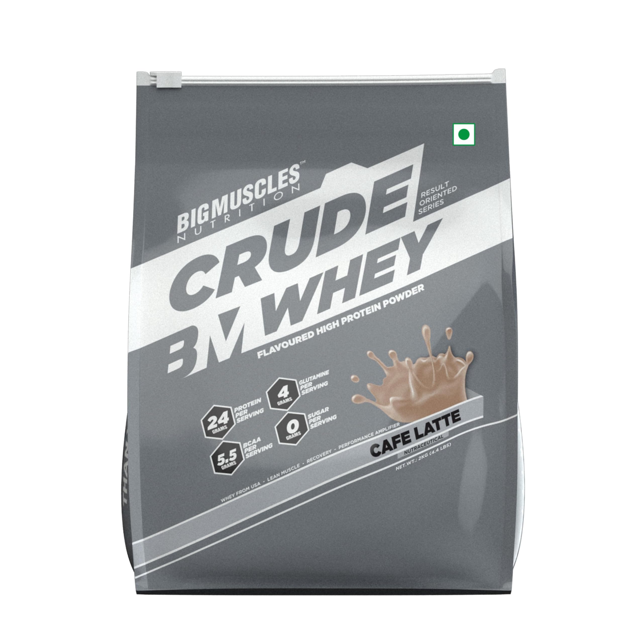 Bigmuscles Nutrition Crude Whey - 2 kg (Cafe Latte) | US FDA REGD. BRAND | Whey Protein Concentrate 80%, 24g Protein, 5.5g BCAA, 4 g Glutamine (B0836ZP3WX) Amazon Price History, Amazon Price Tracker