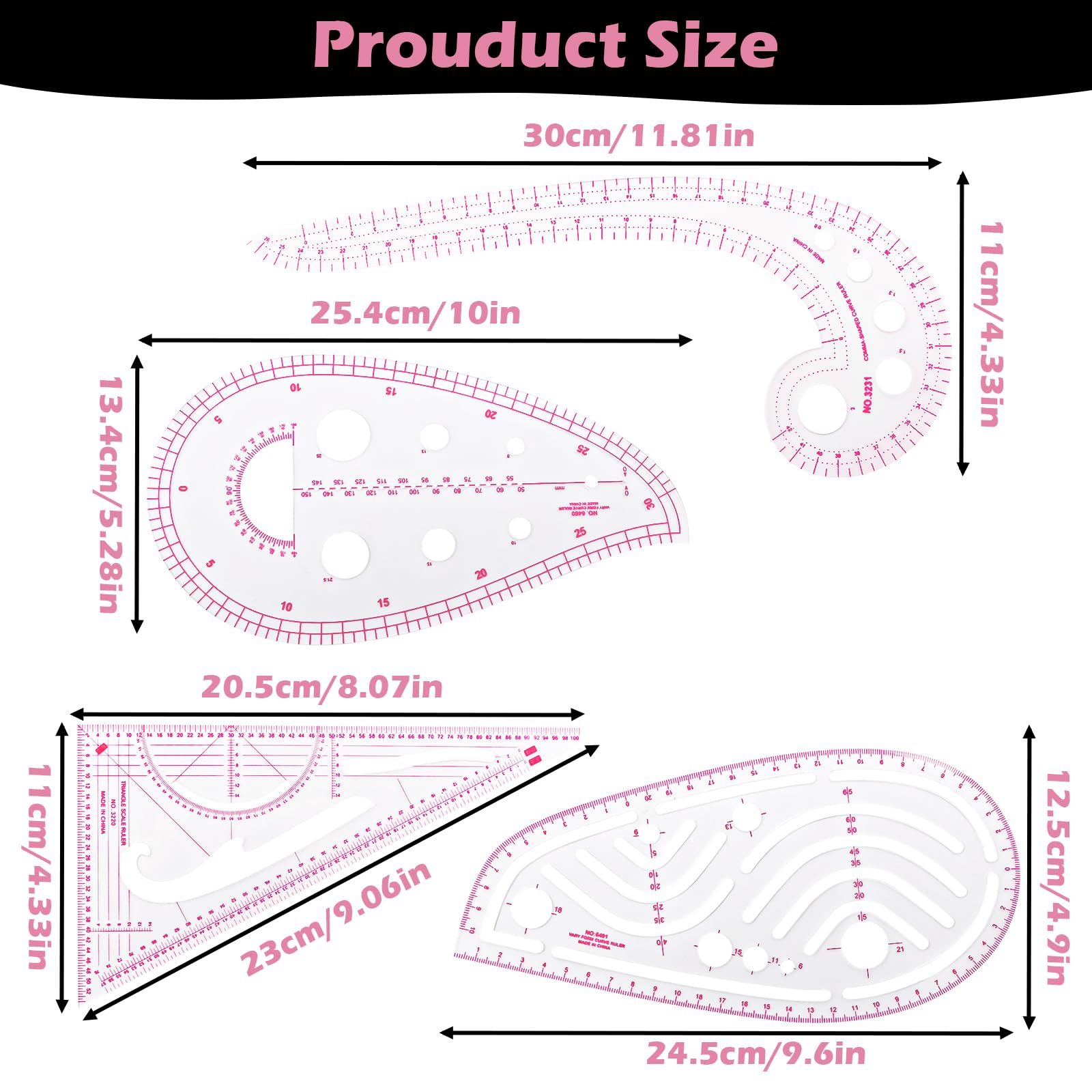 VILLFUL 1 Ensemble D'outils De Mesure De Couture Règle De