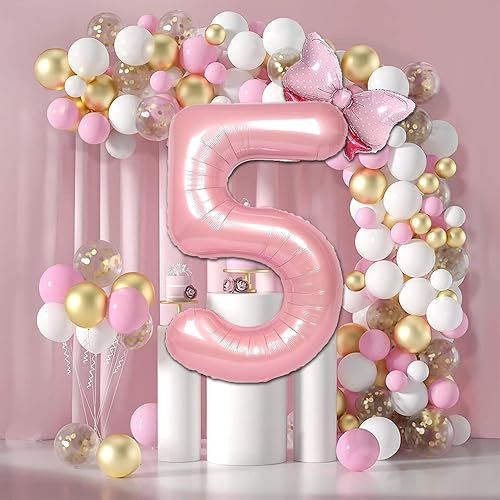 Miniatura 6 de Globo rosa del número 8 de 40 pulgadas, globos rosados con el número 8 decorados, decoraciones de cumpleaños número 8 para niños, suministros de