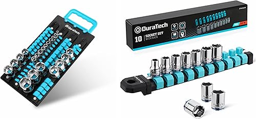 DURATECH Juego de llaves de vaso de 38" con organizador de enchufes DURATECH