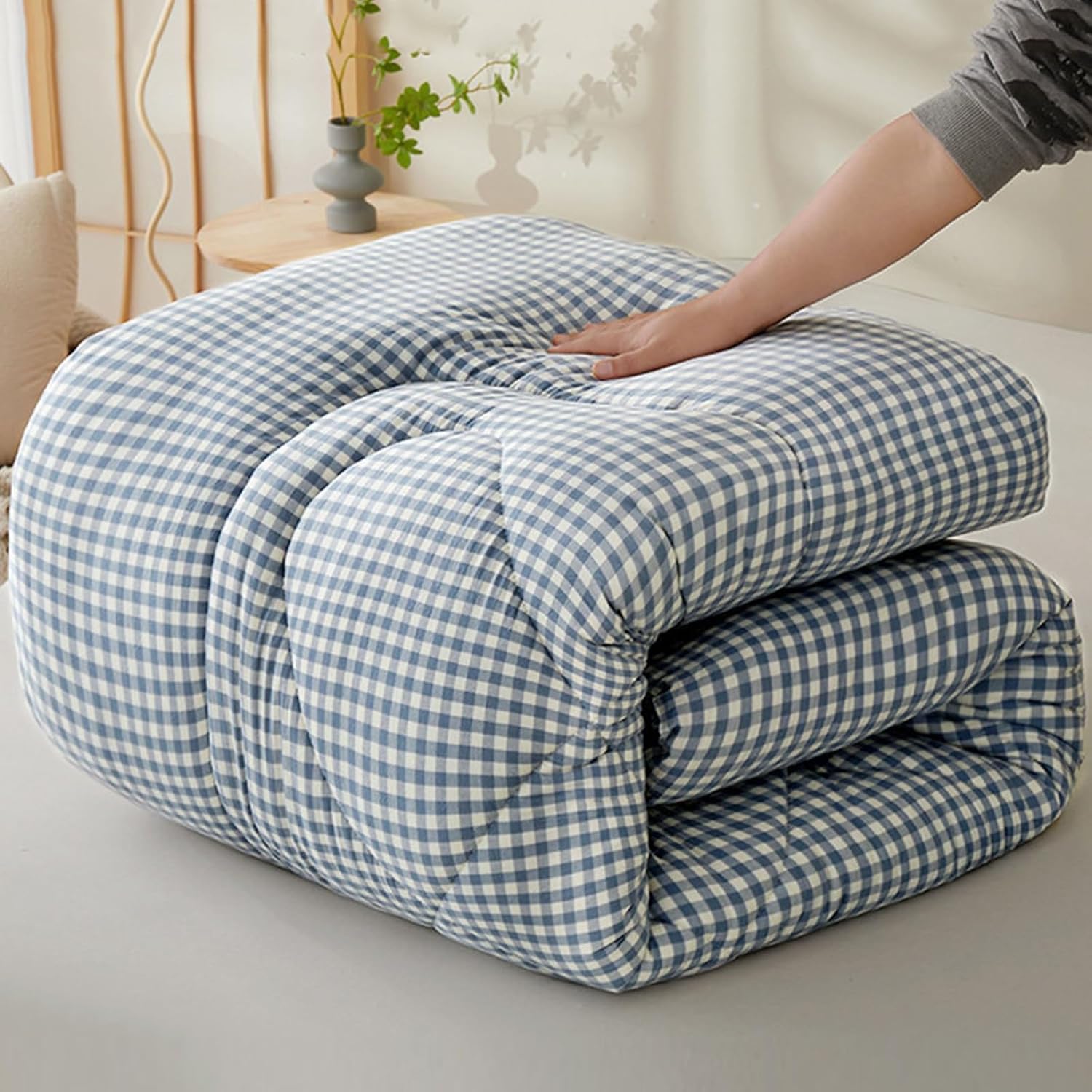 Japoński bawełniany materac futon gruba składana podkładka z poduszką do akademika przenośna zwijana mata oszczędzająca miejsce T Solut do domu i podróży, 10-180 x 200 cm
