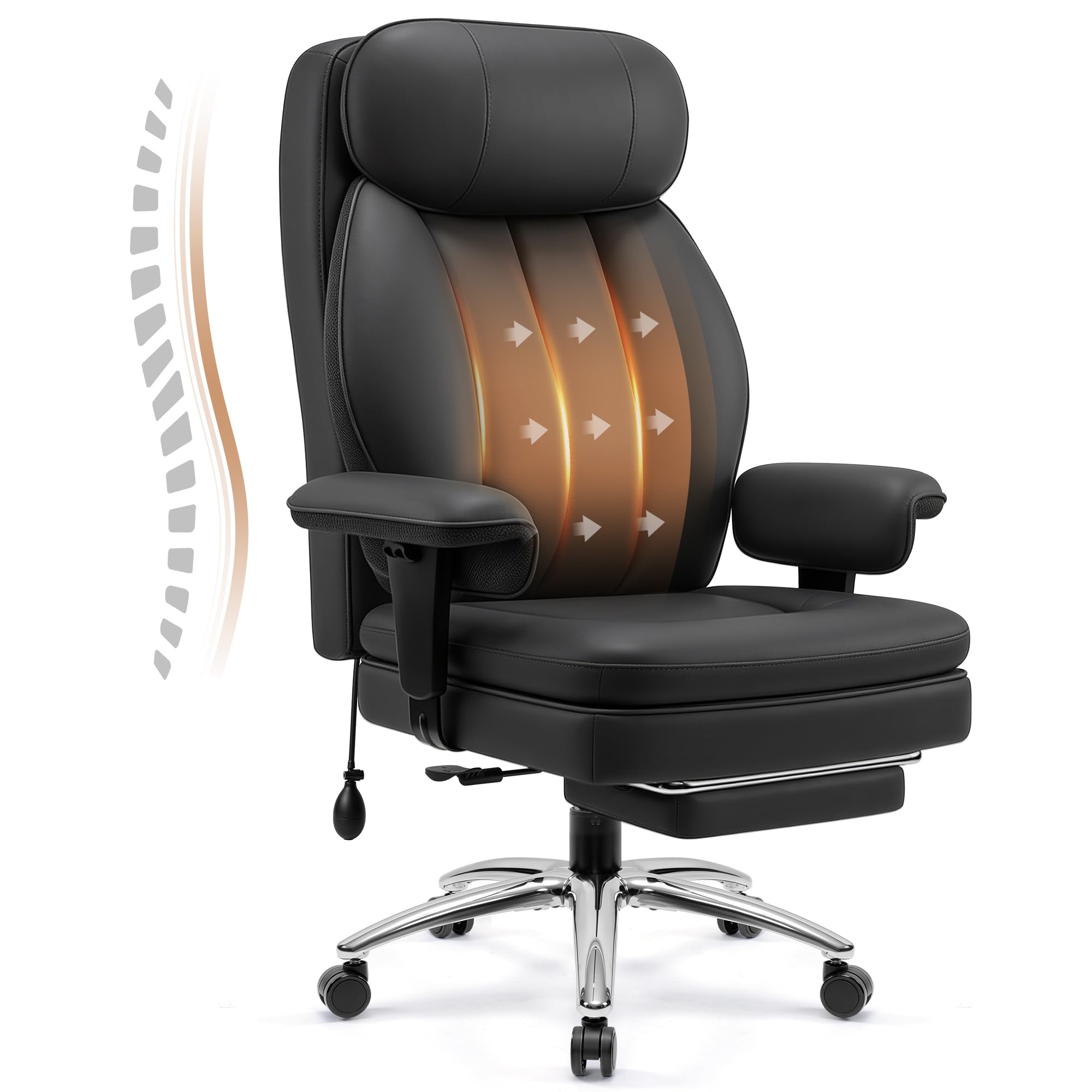 Big and Tall Office Chair, Gaming Chair with Inflatable Lumbar Support