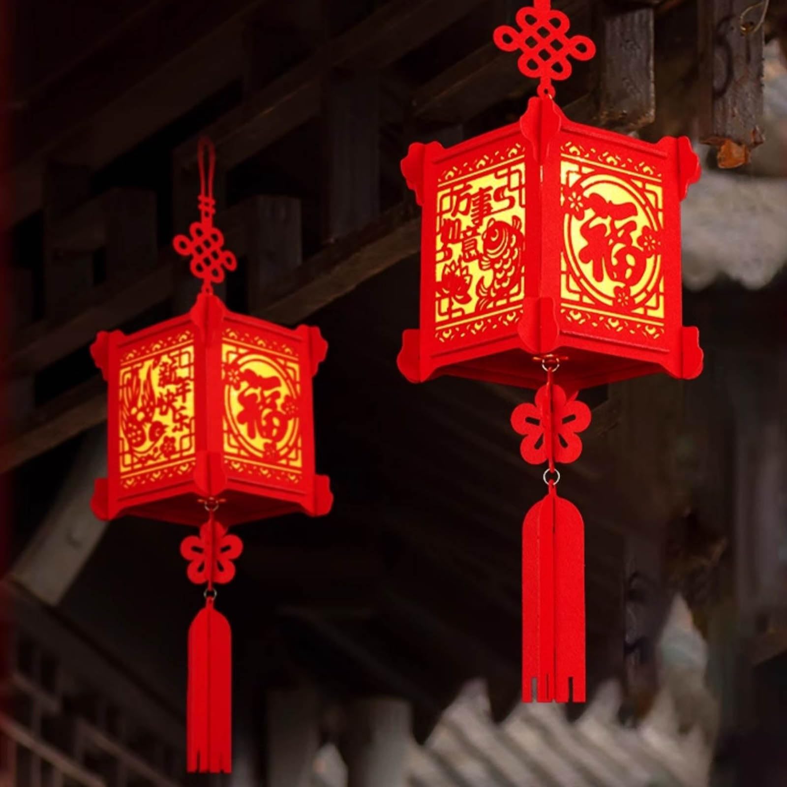 Czerwone papierowe lampiony Okrągły chiński lampion z czerwonego materiału, rok 9 cali