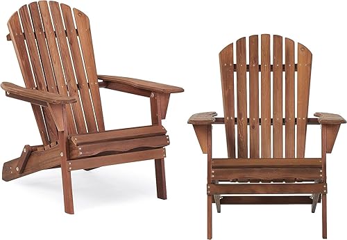 Juego de 2 sillas Adirondack plegables de madera para exteriores, para jardín, césped, patio trasero, terraza, lado de la piscina (31.00 pulgadas de