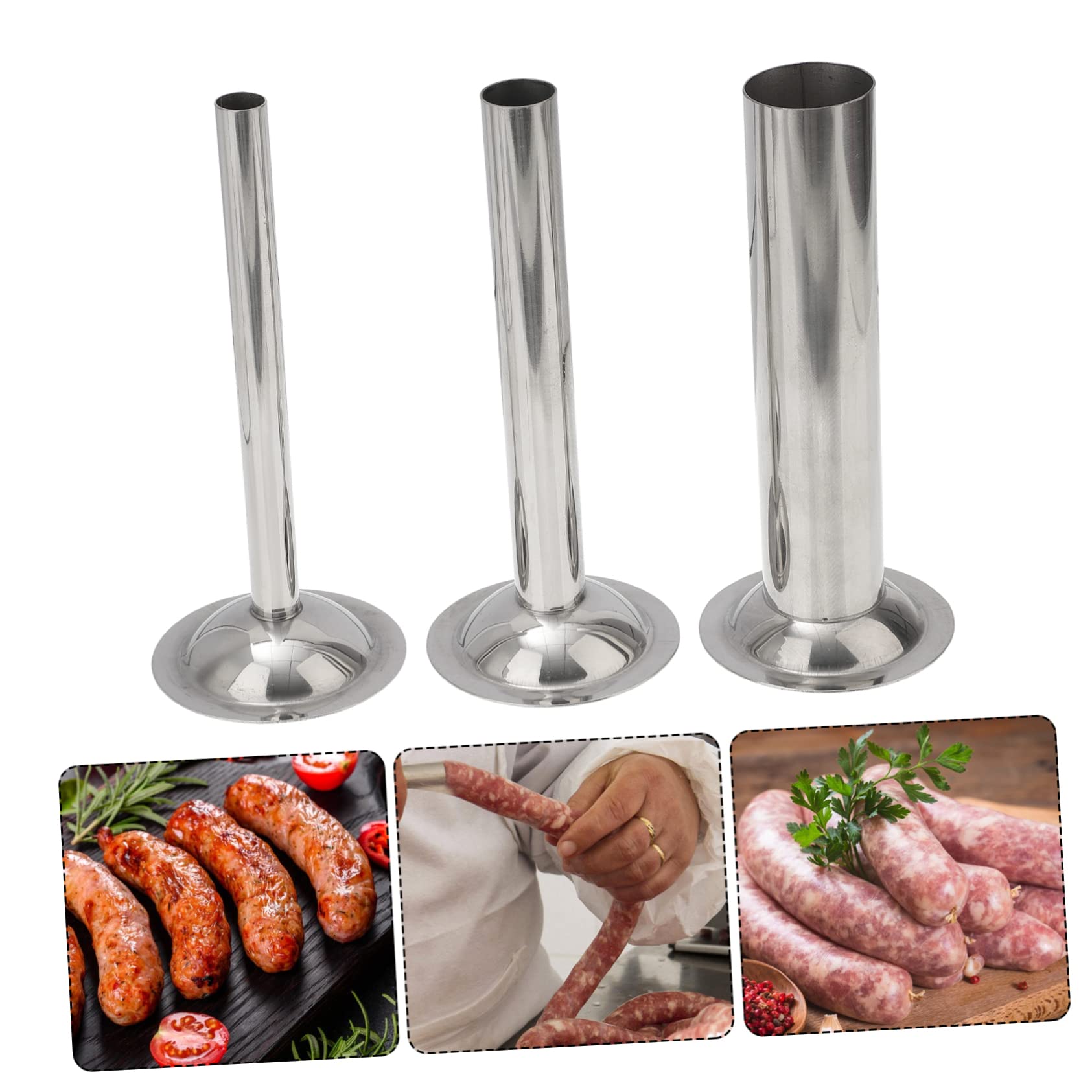 CIYODO 3Pcs Stainless Steel Sausage Stuffer Tubes Set for Meat Grinder Sausage Filling Tools for Home Kitchen Sausage Making Easy to Clean and Use