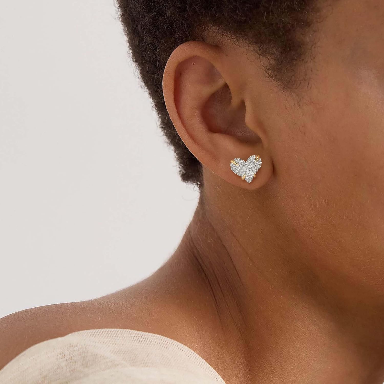 Gold Stud Earrings for Women 14K Gold Plated S925 Sterling Silver Post Hypollergenic Cubic Zirconia Oval Earrings Gold Jewelry - Image 2