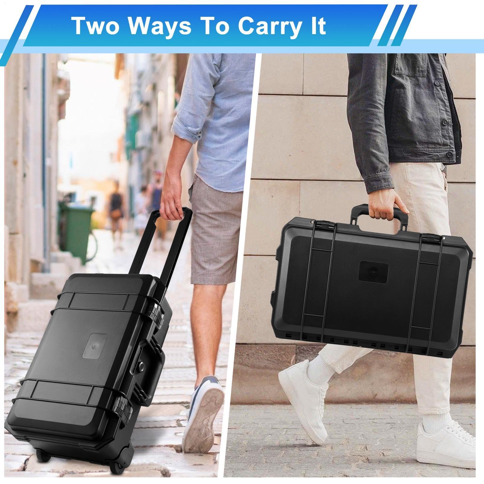 Custodia Fotocamera Con Ruote Valigia Trolley Impermeabile A Guscio Rigido | Valigia Fotocamera A Rotelle Borsa Viaggio Per Attrezzatura Fotografica Outdoor, Treppiede, , Obiettivi