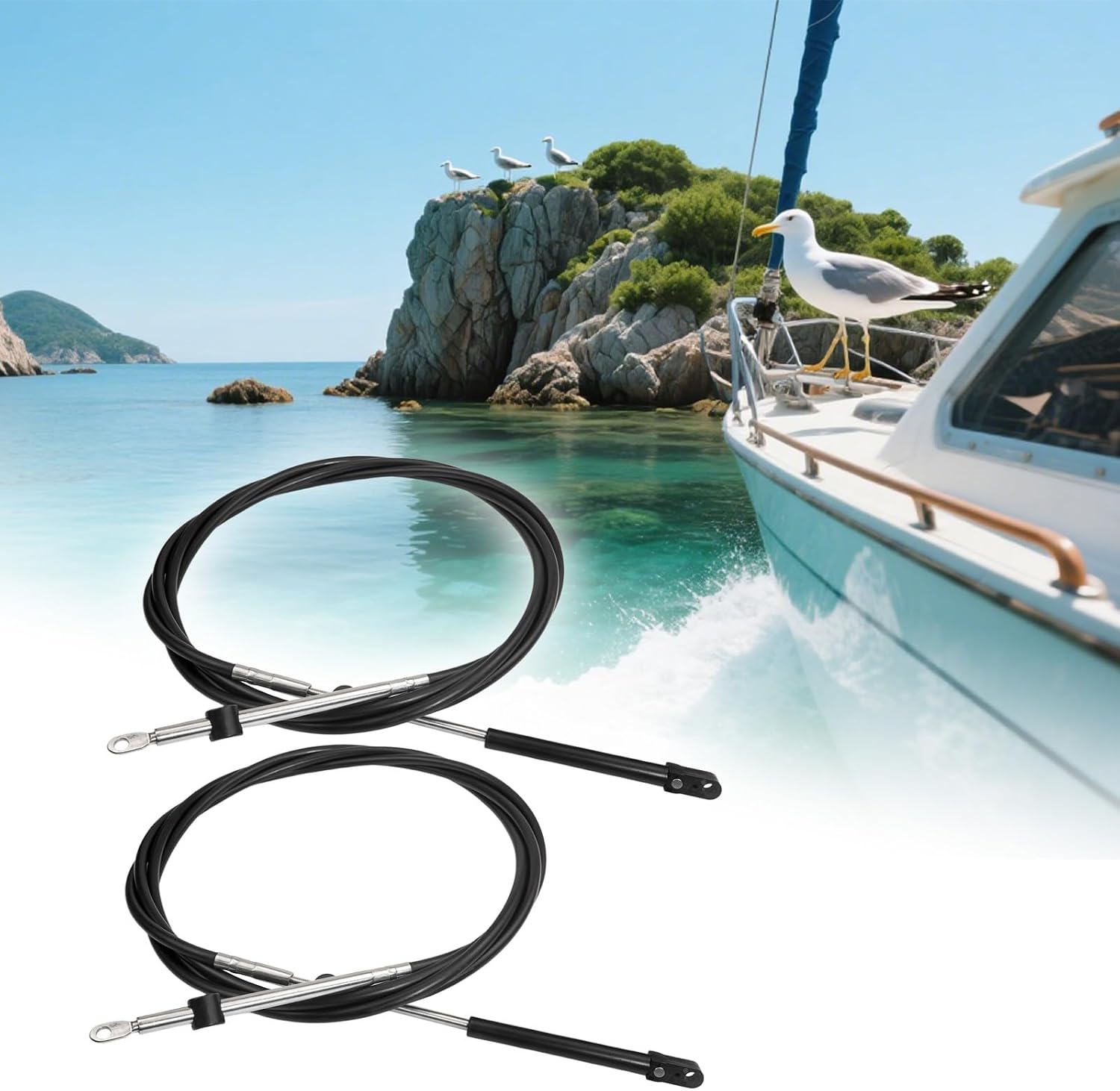 Boat Throttle & Shift Control Cables Replacement for CC17912 Fit for Mercury MerCruiser 600A Gen I 12FT 2 Pcs/Set