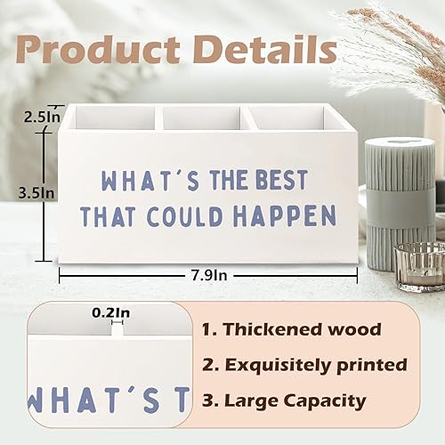 Miniatura 6 de What the Best That Could Happen - Soporte inspirador de madera para lápices para accesorios de escritorio de oficina, decoración de escritorio