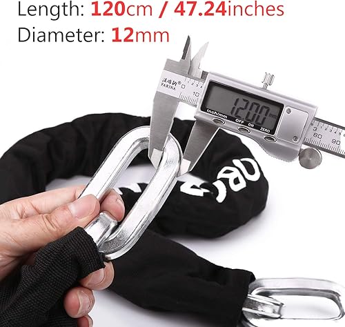 Miniatura 2 de Cerradura de cadena resistente, con bloqueo en U, cadena 47.2 in de largo x 0.472 in de diámetro, hecho de acero al manganeso, no corrosivo,