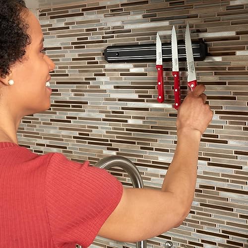 Miniatura 6 de Home Basics Portacuchillos magnético de acero inoxidable, negro (1)