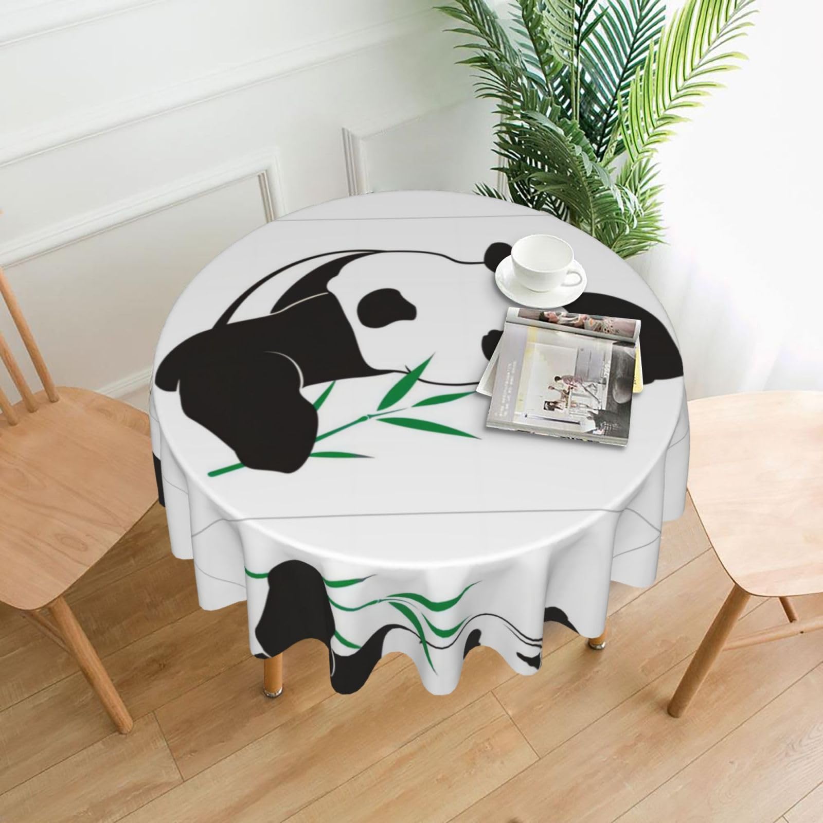 hhxvcv Cute Panda Round Tablecloth – Dining Table Cover