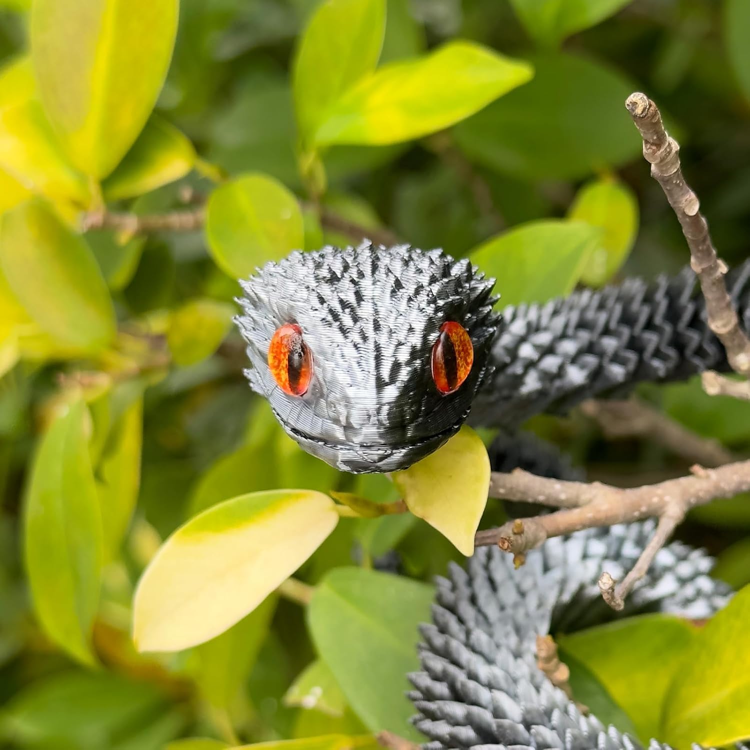 3D Printed Snake Toys,3D Printed Animals,Articulated Flexible 3D Printed Viper Fidget Toy,Realistic Slithering Design, Collectible Articulated Model (Silver Gray, 24 in)