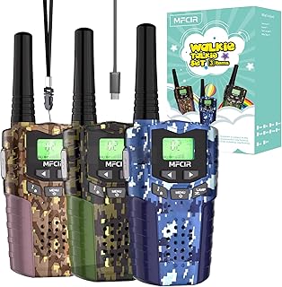 Rechargeable Kids Camouflage Walkie Talkies 3 Pack Long Range, 48H Work 7D Standby, LED Flashlight,Outdoor Camping Games Toys Gifts for 3-12 Year Old,Ideal Birthday for Boys & Girls