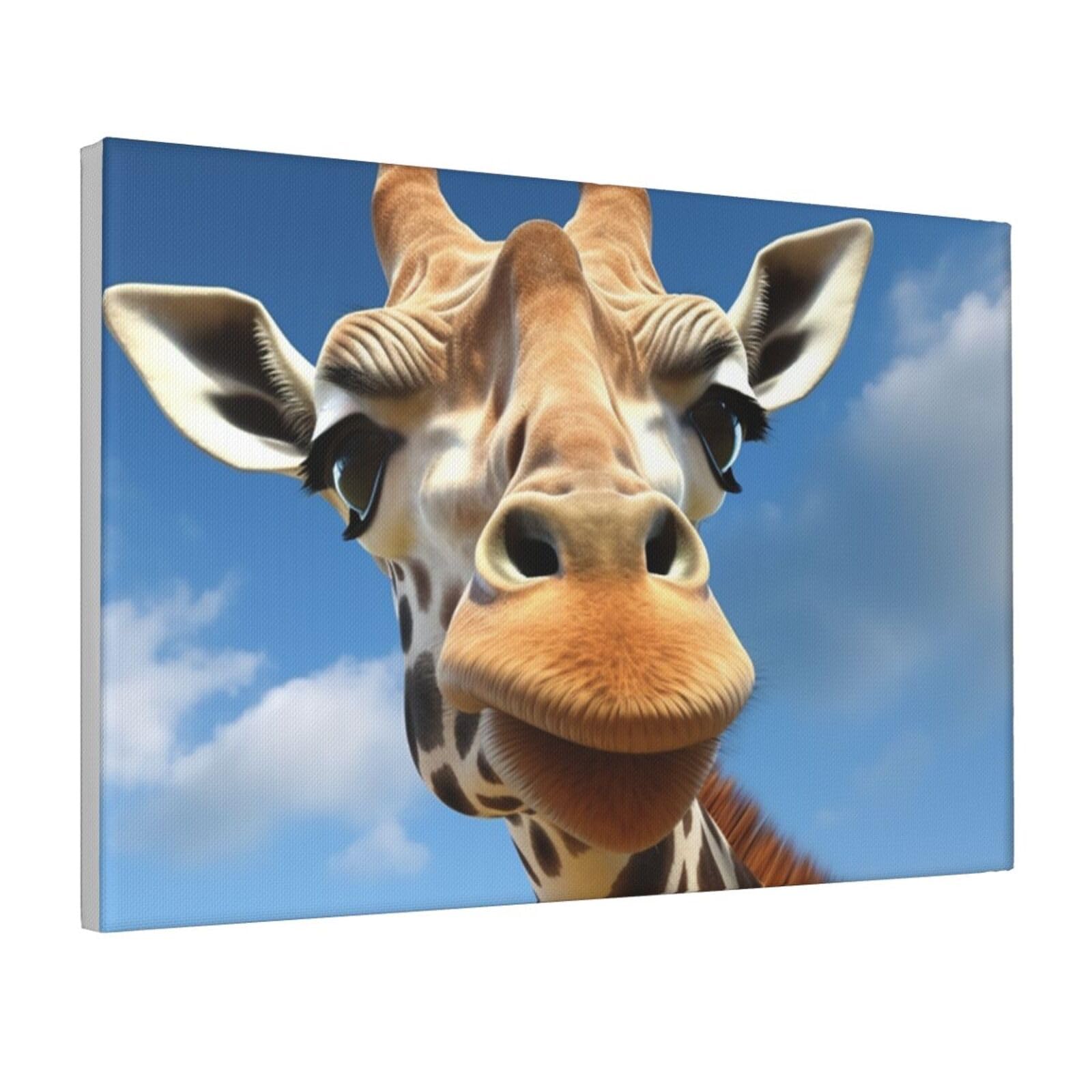 Framed Wall Art for Living Room Art Work, Funny Giraffe Picture Prints Modern Office Wall Paintings Poster Aesthetic Wall Decorations for Home Decor Ready To Hang 8"x12"
