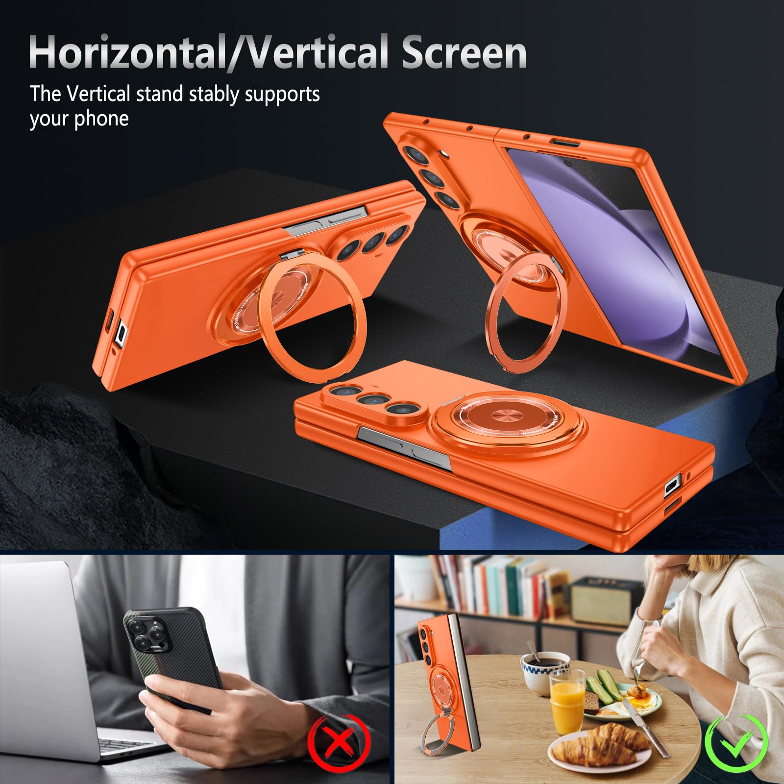 Custodia protettiva girevole pieghevole a 360 gradi per Samsung Galaxy Z Fold 6 5G, custodia protettiva rigida in policarbonato resistente agli urti e alle cadute, antiurto per Samsung Z