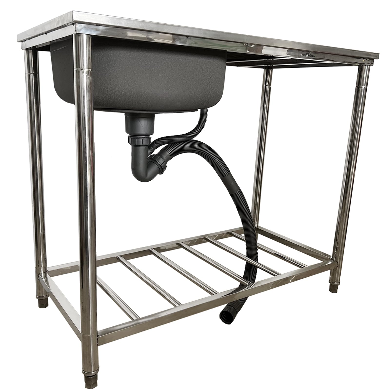 LMYSXAOZ Stainless Steel Single Bowl Kitchen Sink - Multipurpose Freestanding Utility with Cutting Board Outdoor, Commercial Restaurant, Laundry Room