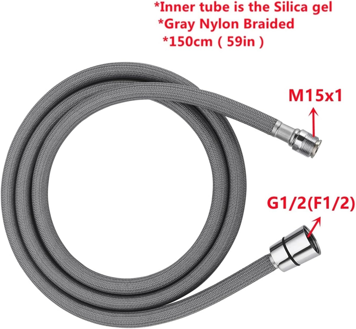 REMSEY F1/2 M15*1 Kitchen Faucet Pull Out Faucet Hose Gray Nylon Braided Flexible Hose Bathroom Shower Hose Kitchen Motion Connetors Kindly