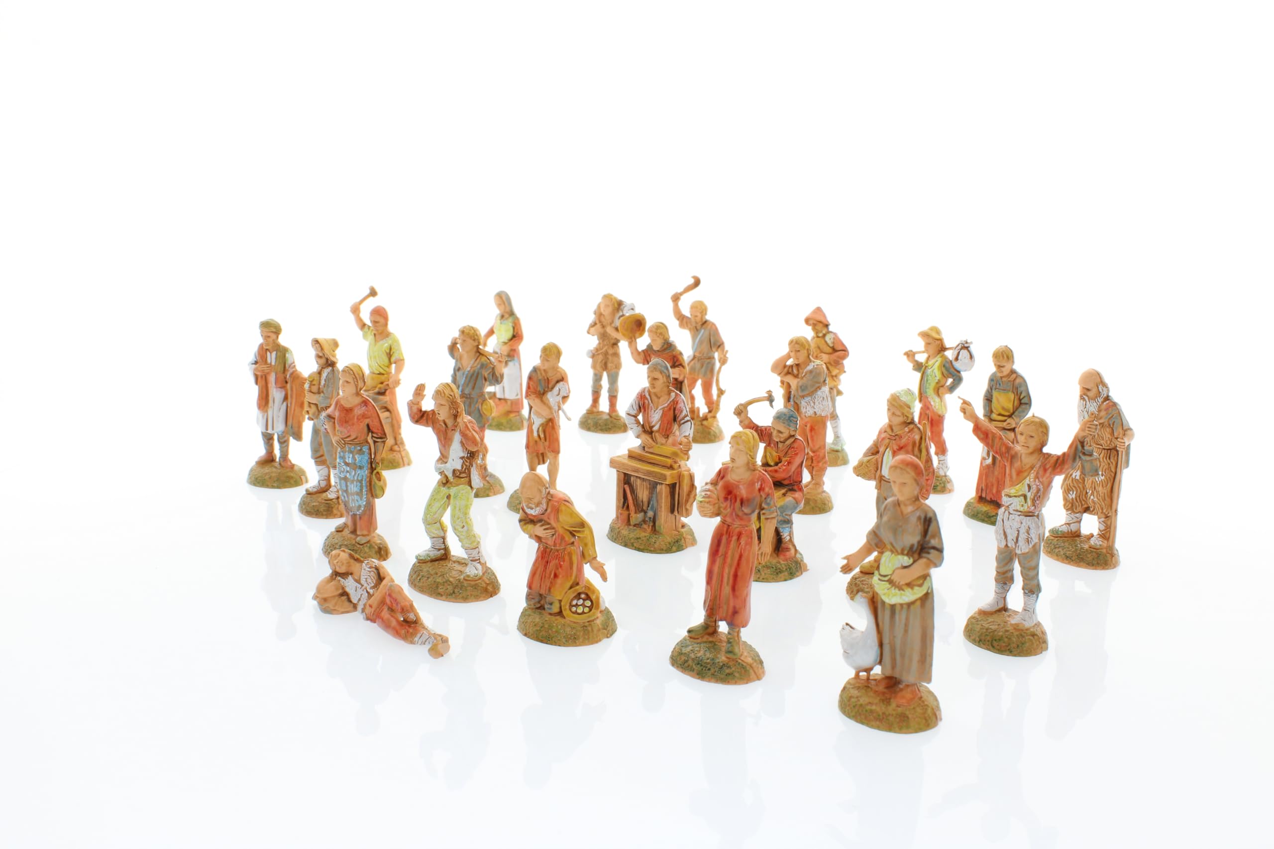 Moranduzzo Gruppo Pastori 24 Personaggi per Presepe da 6 cm – MINI 6 – Scala 1:32 – Statuine Indistruttibili Rifinite a Mano, Scultore M. Landi, Made in Italy