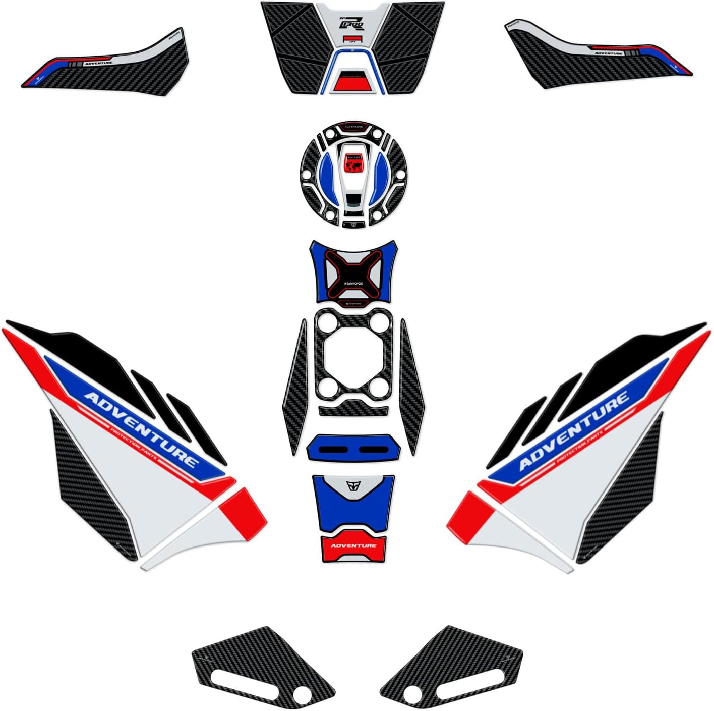 Resin Bike Kit Naklejki Moto kompatybilne z Bmw R 1300 GS Adventure Trophy 2025. Chronią Kompletny zestaw przed uderzeniami i zadrapaniami. Naklejki żywiczne z efektem 3D - wyprodukowane we Włoszech