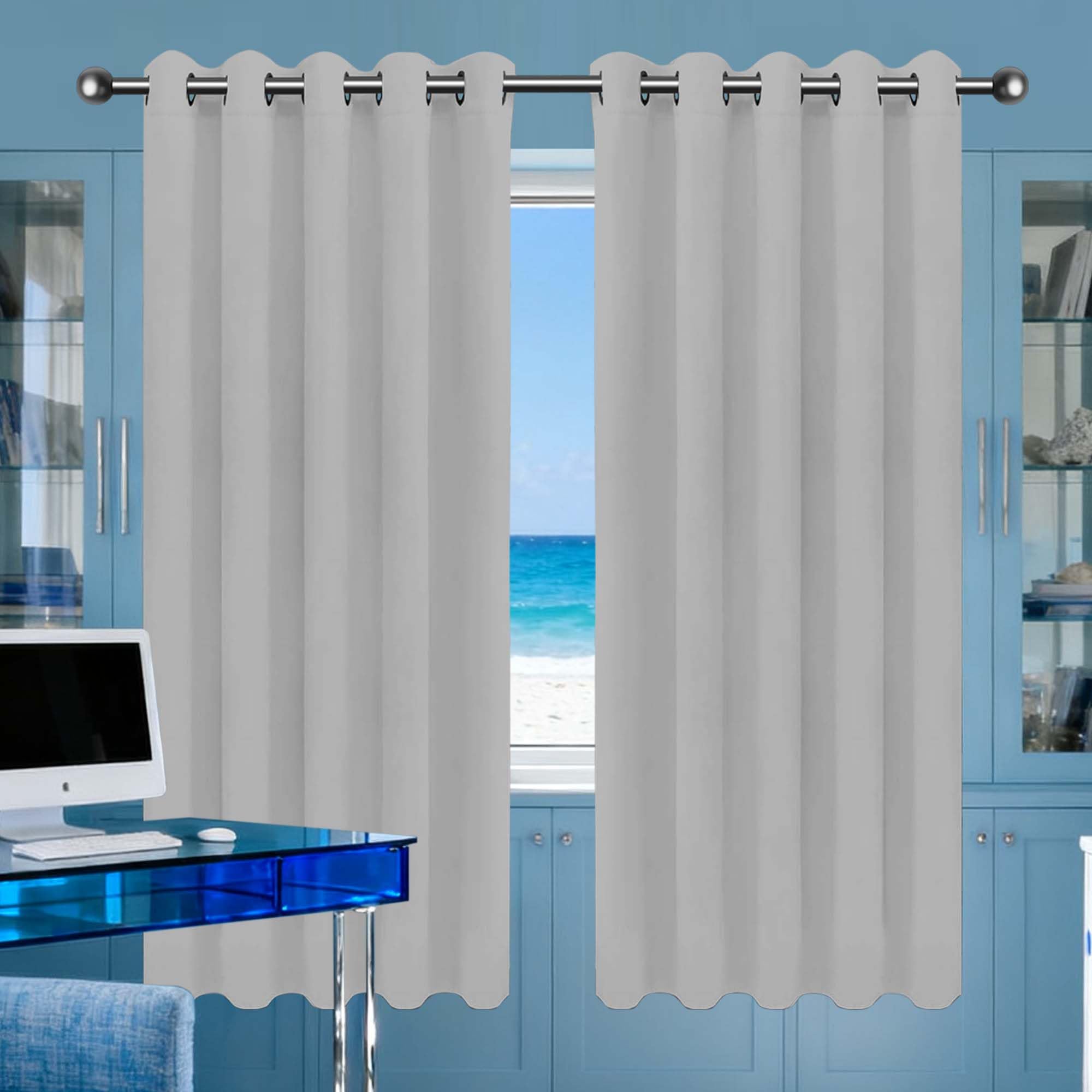 Rideau occultant 156 x 180 cm isolant thermique et anti froid gris clair pour maison