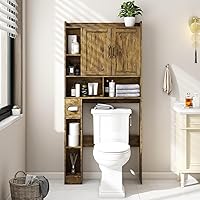Vabches Farmhouse Over the Toilet Storage Cabinet with Barn Doors - Space-Saving Bathroom Organizer Rack