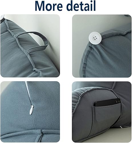 Miniatura 4 de Almohada de lectura con reposabrazos, almohada de apoyo para el respaldo, cojín de apoyo lumbar, con soporte para el cuello, con bolsillo, para