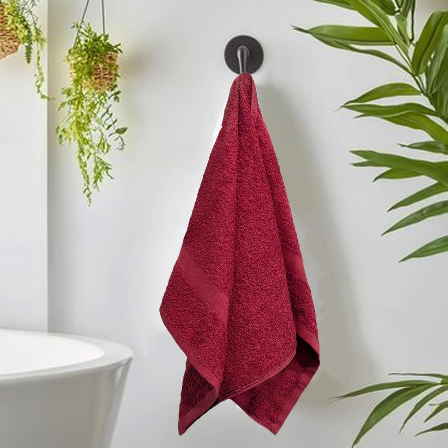 Luxury Hand Towels - 550 GSM, 16x27 Inch, Pack of 12, 100% Ring Spun Cotton - Soft & Highly Absorbent Salon Towels for Gym, Spa, Face, Hotel & Guest Use - Red