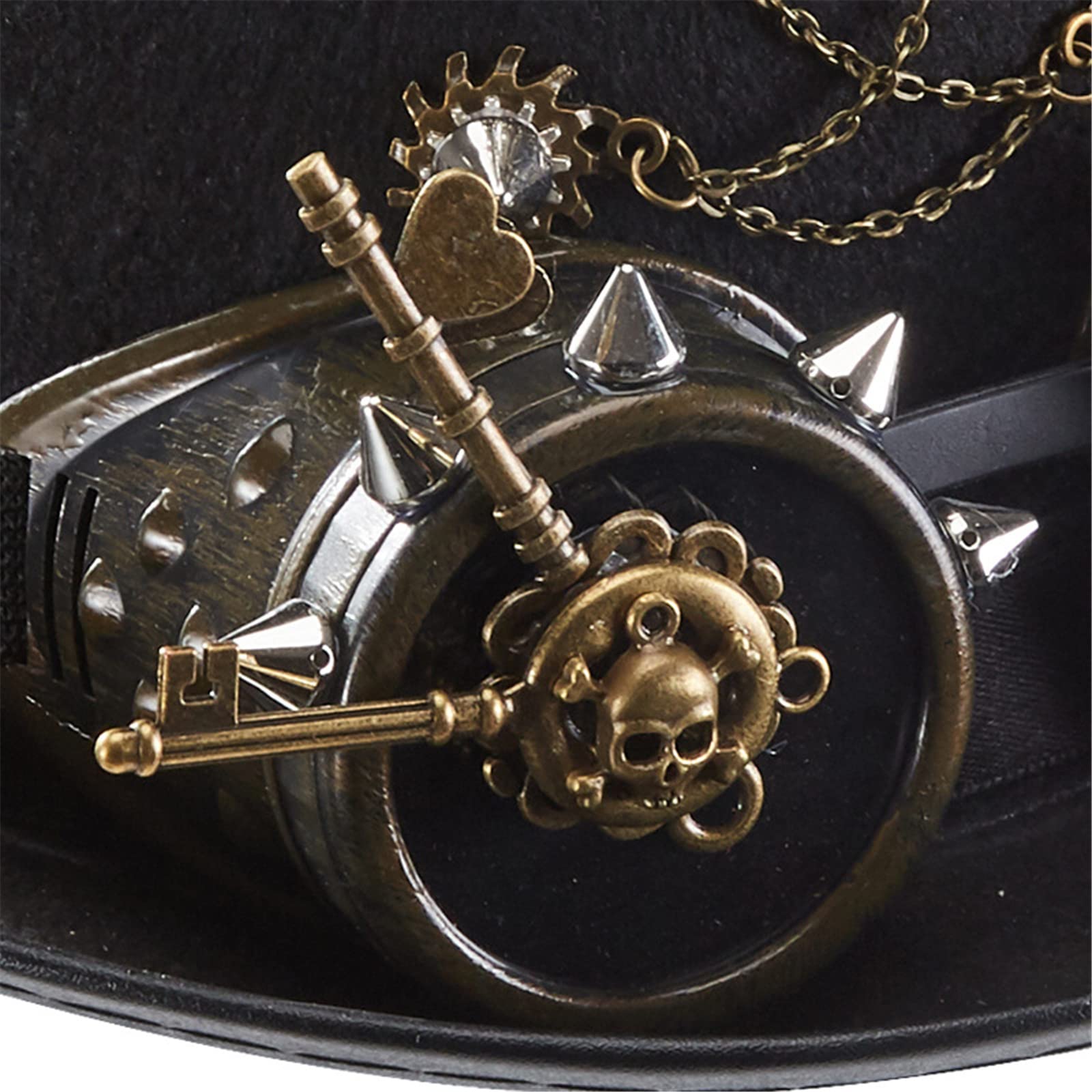 Sombrero Steampunk con gafas de esqueleto rosa