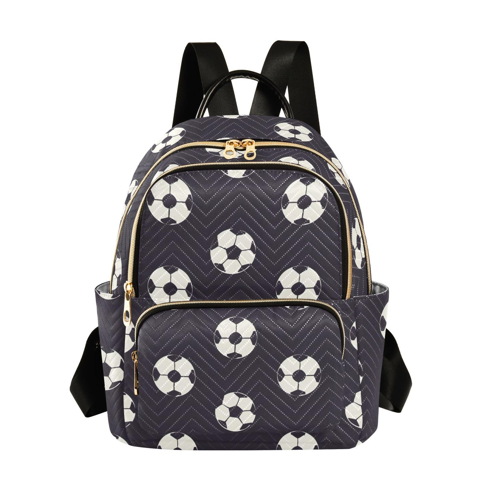 Women Fashion Backpack Purse Soccer Pattern Mini Travel Backpack Ladies Shoulder Bag Work Daypack 14L