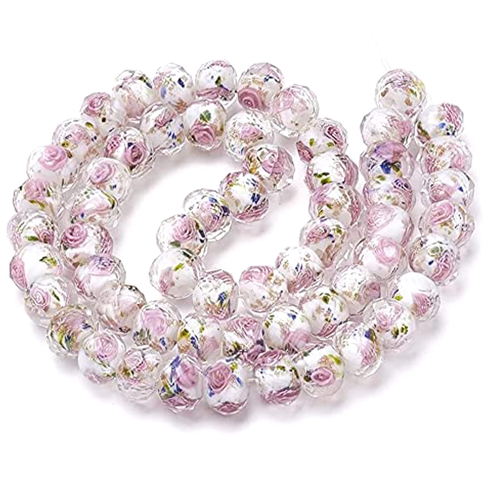 OLYCRAFT Perle oro sabbia lampwork perline fiore interno perline di vetro distanziatore sfaccettato perline allentate ciondoli ciondoli per artigianato fai da te braccialetti collana creazione di