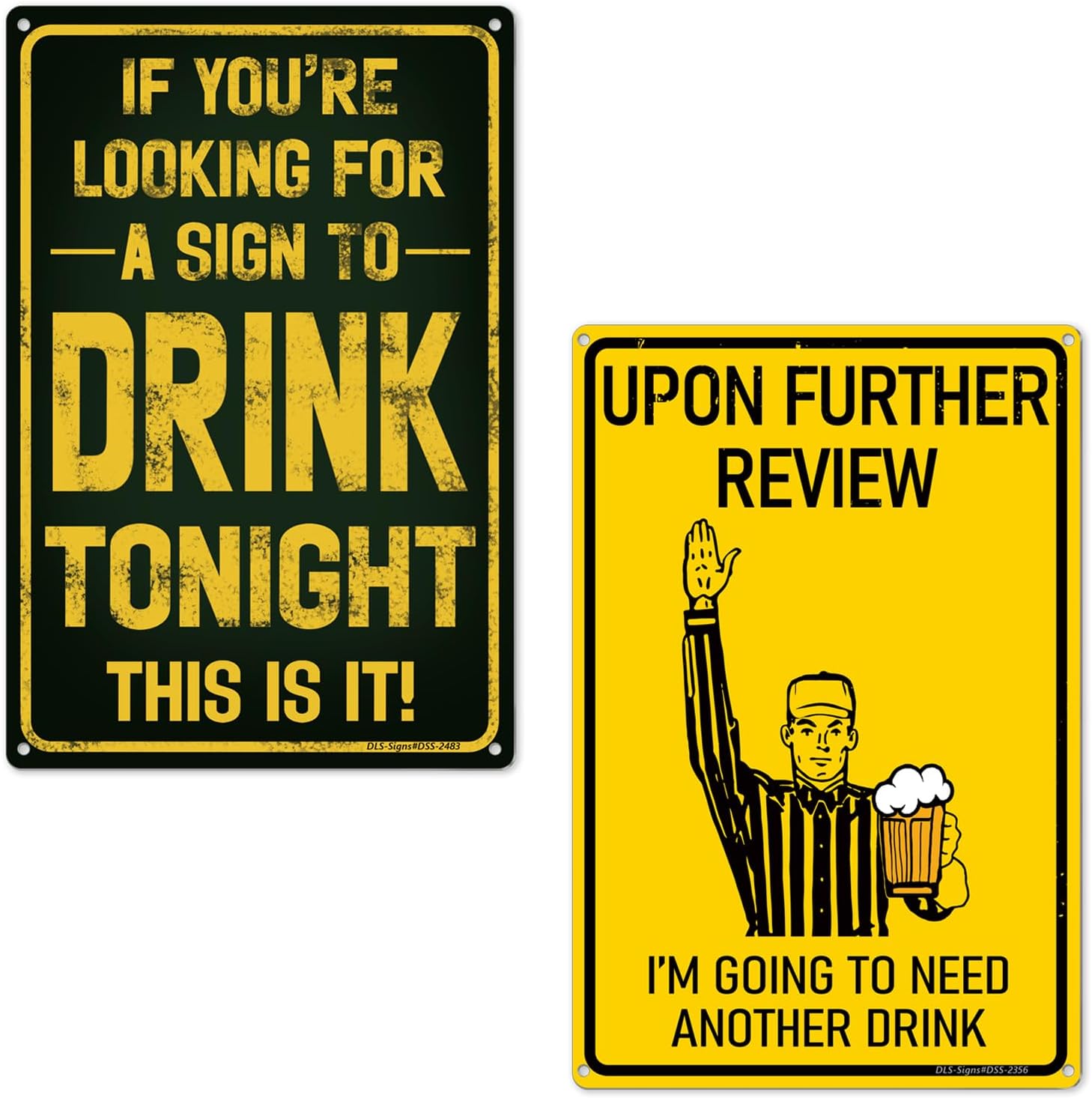 1+1Pack Man Cave Decor Bar Sign Bundle, 12×8 IN Funny Vintage Metal Bar Decor for Home Bar Wall Man Cave Garage Basement Stuff, DLS-2356 & DLS-2483