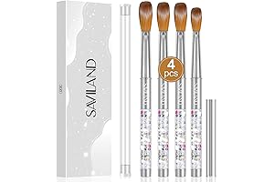4PCS Kolinsky Acrylic Nail Brush Set, Professional Acrylic Nail Brushes for Acrylic Application