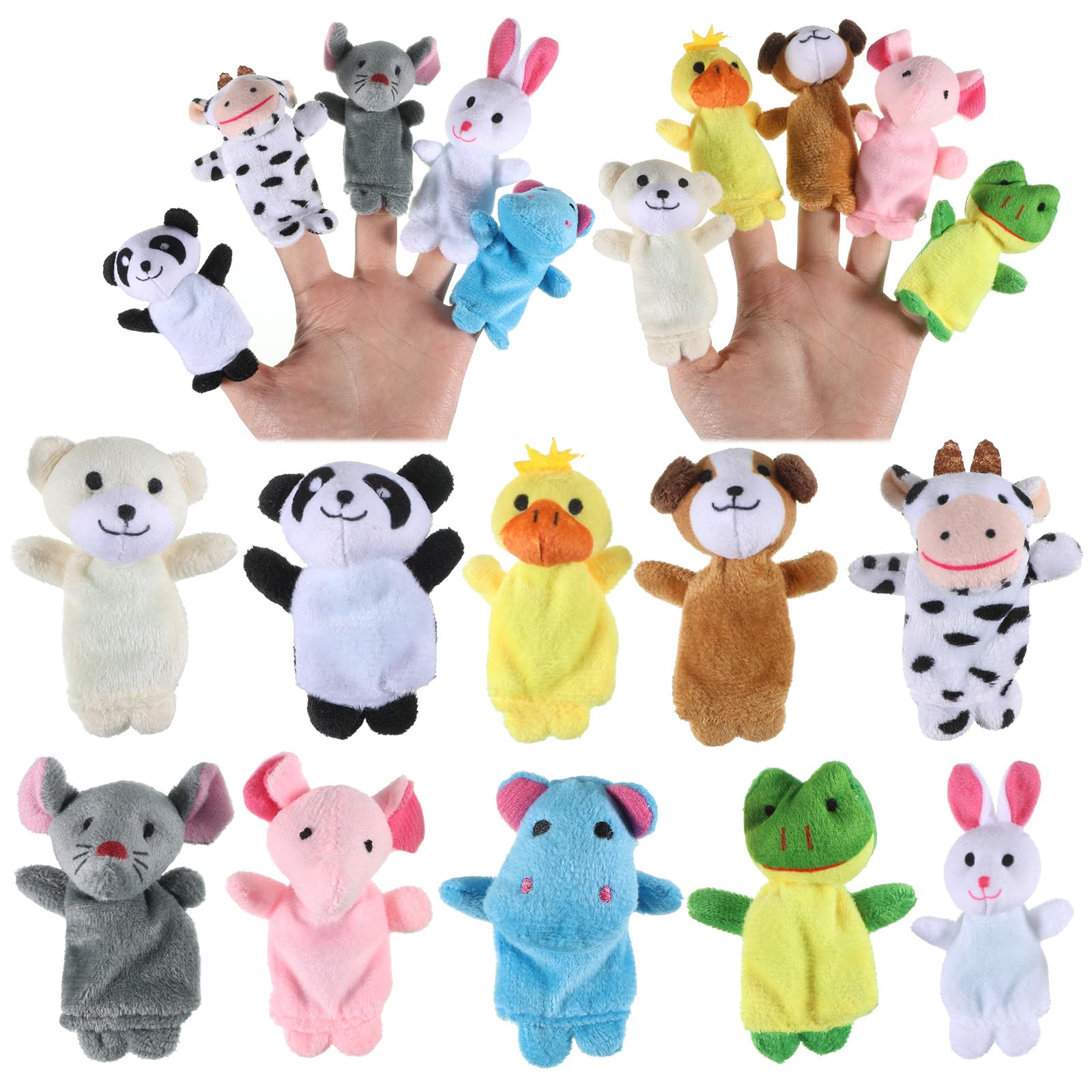 KFHENSOMR 10Pcs Finger Puppets Set, Soft Velvet Plush Toys for Storytelling Nursery Rhymes Creative Play Party Favors Classroom Rewards