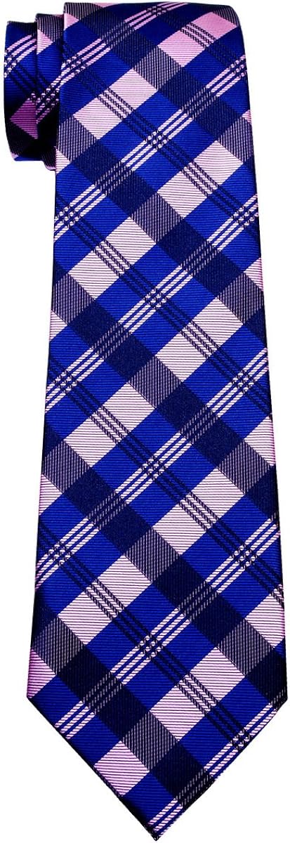 Tartan Plaid Patterns Woven Microfiber Boy's Tie (8-10 years) - Blue: Clothing, Shoes & Jewelry