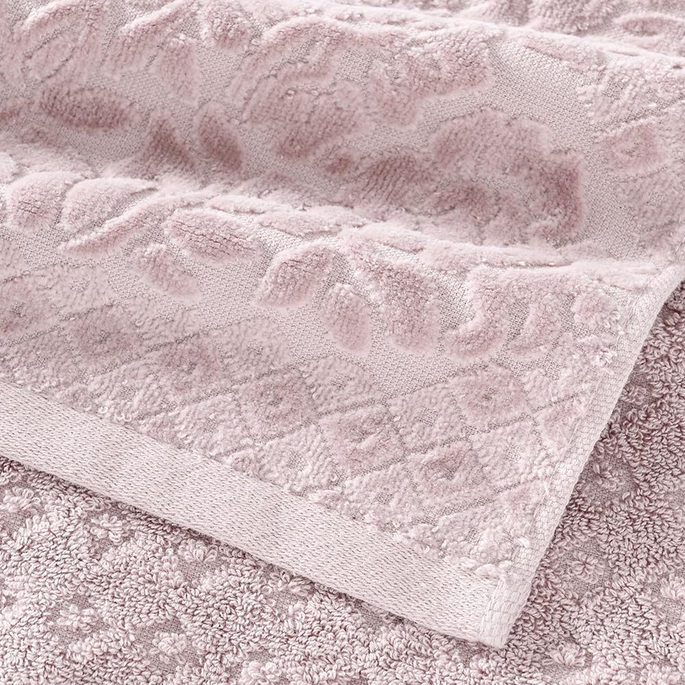 Bathroom Hand Towel Set of 2 Exquisite Vine Jacquard 100% Cotton Quick-Dry Textured Checkered Absorbent Soft Decor Hand Towels for Kitchen Spa Guest Gift (Purple, 13"x29")