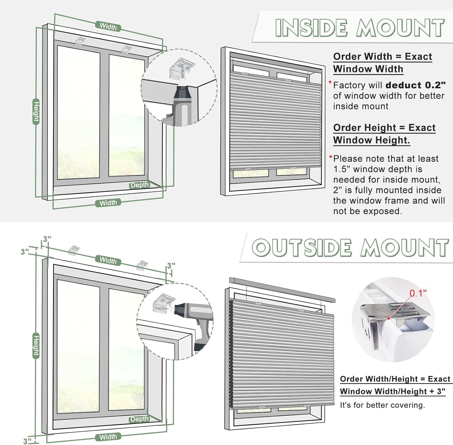 MiLin Top Down Bottom Up Blackout Cellular Shades, Blinds for Windows Single Cell Honeycomb Blinds & Shades Custom Cut to Size for Home Kitchen Bedroom Office - White 28" W x 60" H