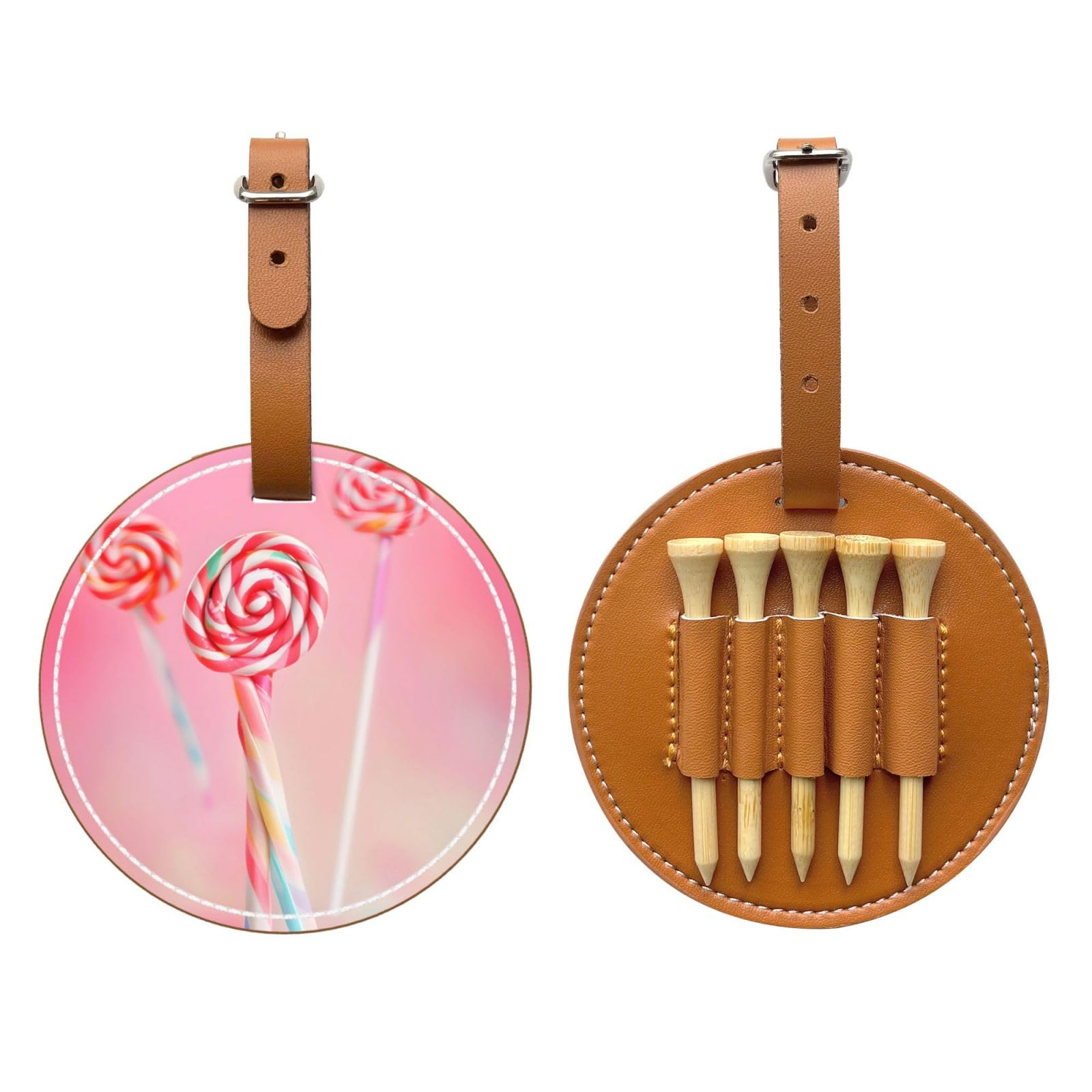 Colorful lollipop Printed Golf Tee Storage Bag - Portable Storage, Easily Organize Tees