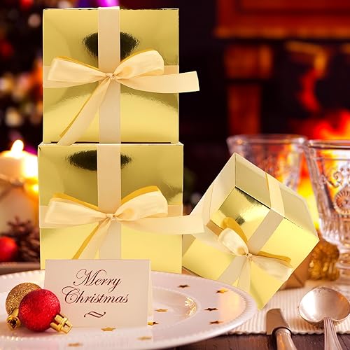 Miniatura 6 de 60 cajas de regalo de Navidad de 3, 4, 5 pulgadas, con tapas, cajas para regalo, cajas de papel kraft con cordel a granel para cajas de regalo de